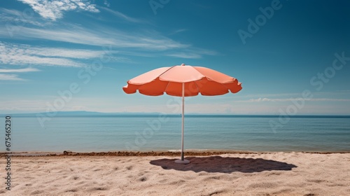 red umbrella on the beach ai generated