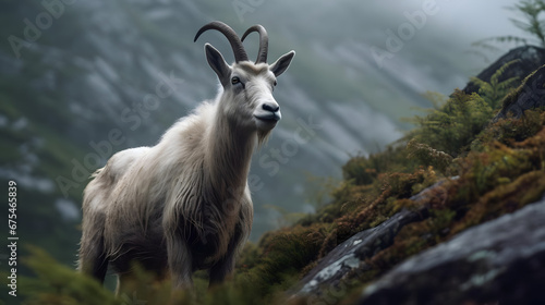 Mountain Goat Goral in Asian Highlands, Generative AI