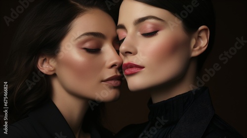 two kissing women