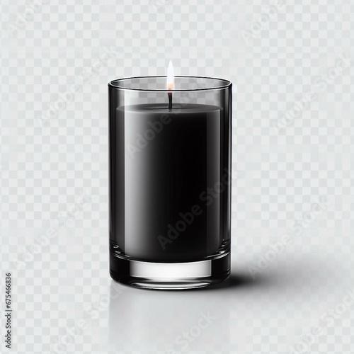 Black Glass Candle on White Background 