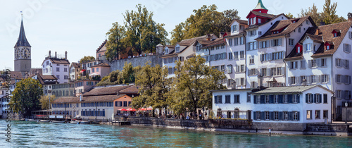 panoramic view at the old town of zurich, switzerland photo