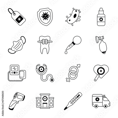Pack of Medical Equipment Glyph Icons 

