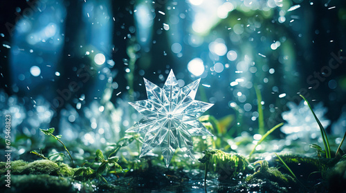 Elegant resonance of snowflakes amidst tropical greenery, a symphonic dance of contrasts,