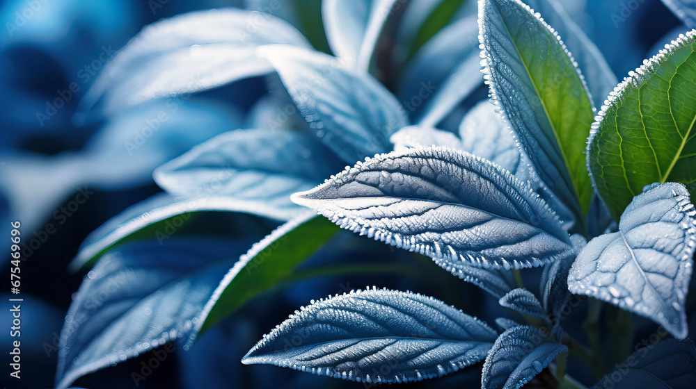 Graceful interweaving of frost and lush, tropical foliage, a tapestry of elegance and endurance, Graceful interweaving of frost and lush, tropical foliage, a tapestry of elegance and endurance,