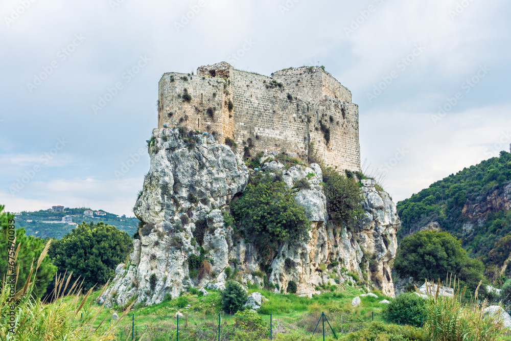 17th century Mseilha Fort built on a limestone rock, Lebanon