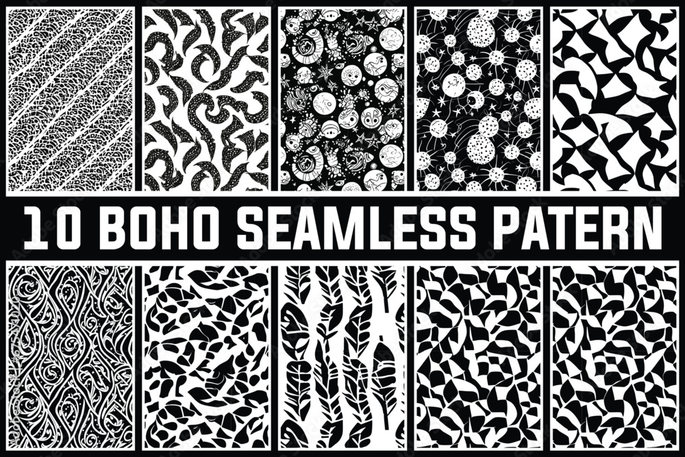 Abstract Ethnic Black and White Boho Seamless Pattern Abstract Ethnic Black and White Boho Seamless Pattern
