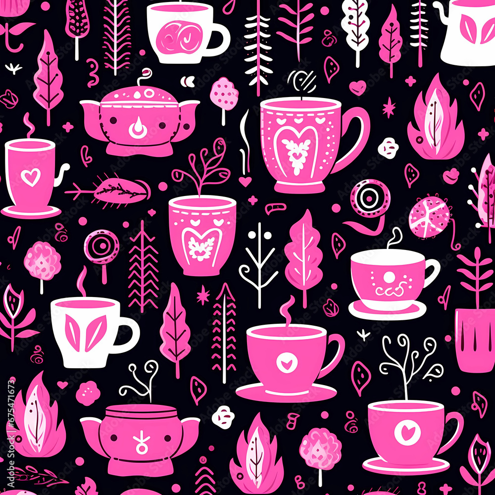 seamless pattern with tea cups seamless pattern with tea cups