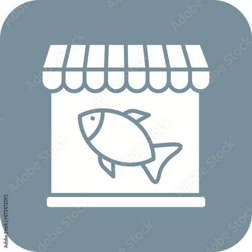 Fish Shop Line Color Icon