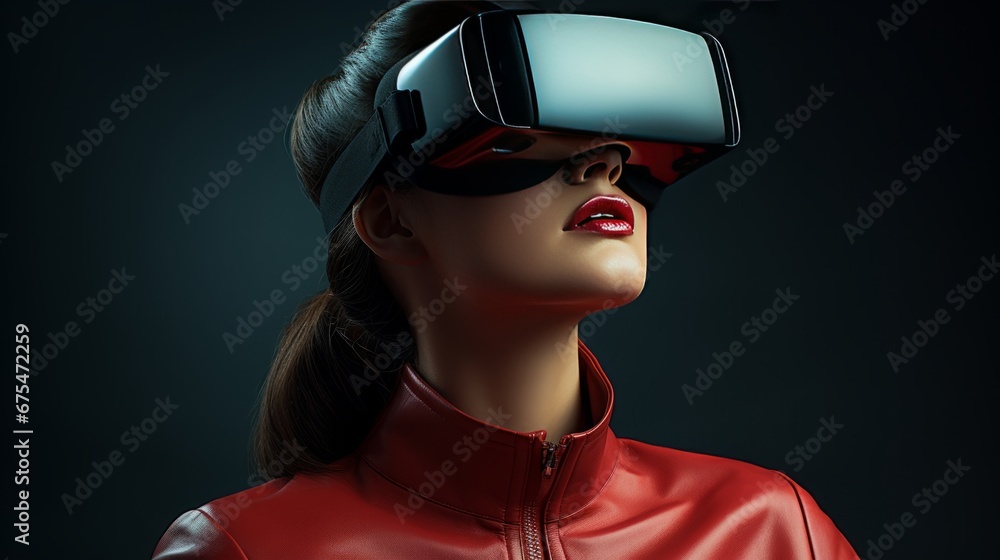 woman in virtual reality glasses ai generated woman in virtual reality glasses ai generated