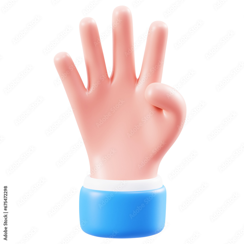 four finger hand gesture 3d illustration four finger hand gesture 3d illustration