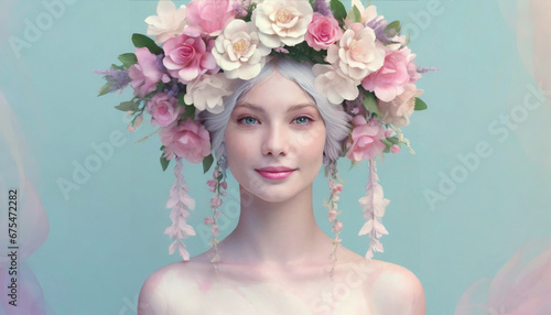 Beautiful portrait of a woman with wreath