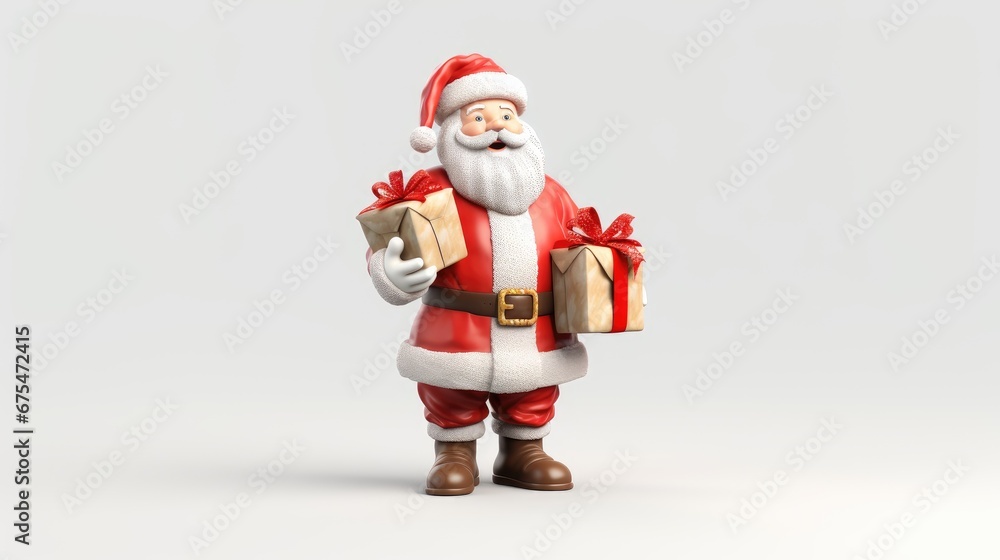 Festive Santa Claus Character with Presents: Elevate your holiday designs with a 3D Santa Claus character carrying a gift bag.