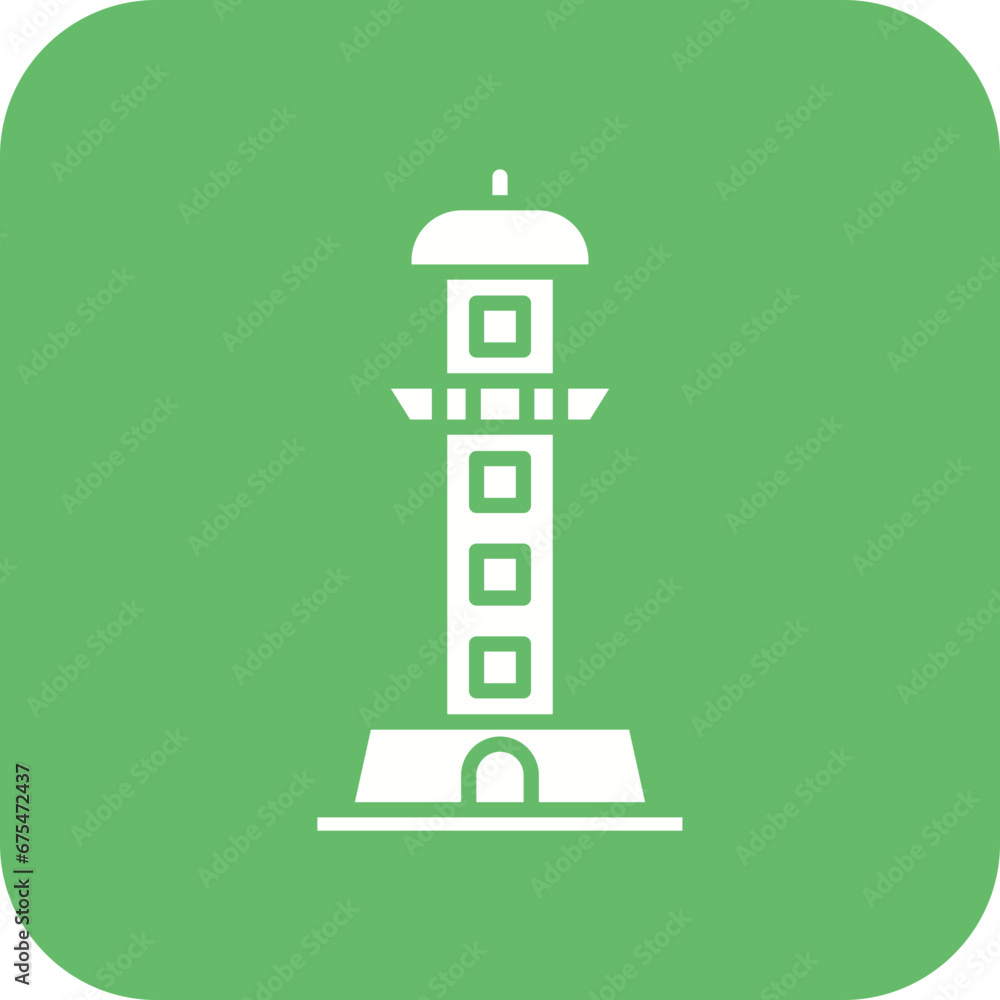 Lighthouse Of Alexandria Line Color Icon Lighthouse Of Alexandria Line Color Icon