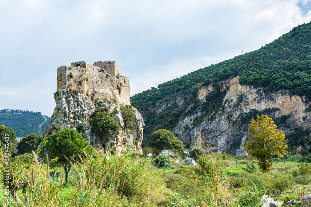 17th century Mseilha Fort built on a limestone rock, Lebanon