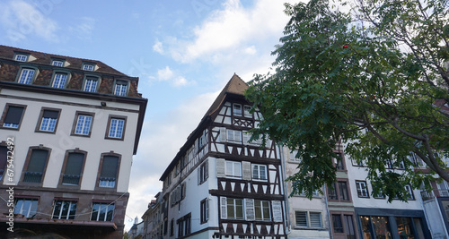 Historic old facade in downtown of Strasbourg  France 