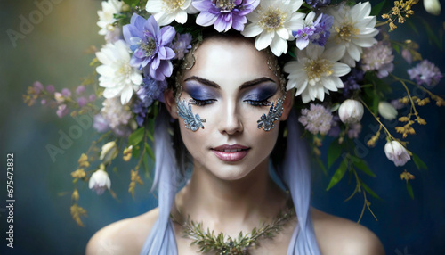 Beautiful portrait of a woman with wreath