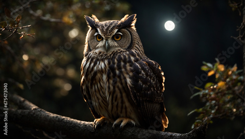 A wise and mysterious owl perched on a tree branch - AI Generative © Being Imaginative