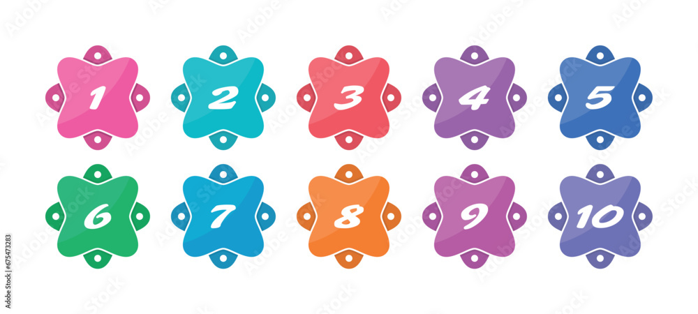 colorful geometric shape and numbers 1-10. numbers 1-10 on white background colorful geometric shape and numbers 1-10. numbers 1-10 on white background