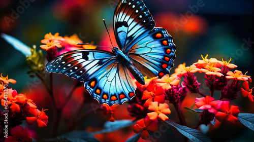 Detailed close-up of a vibrant butterfly on a flower © MDRAKIBUL
