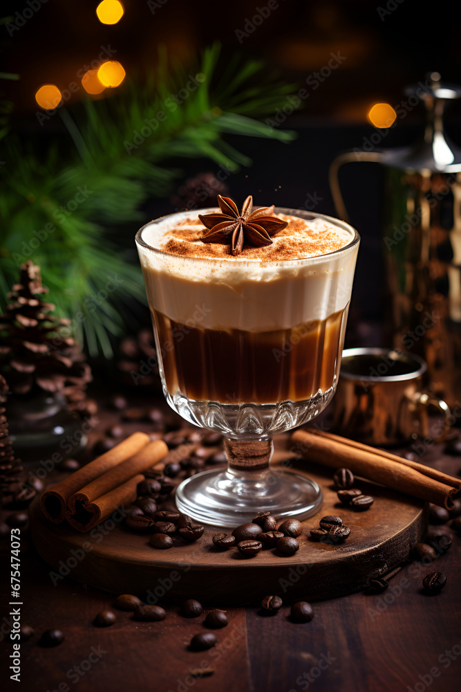 Spiced Christmas coffee crowned with whipped cream Spiced Christmas coffee crowned with whipped cream