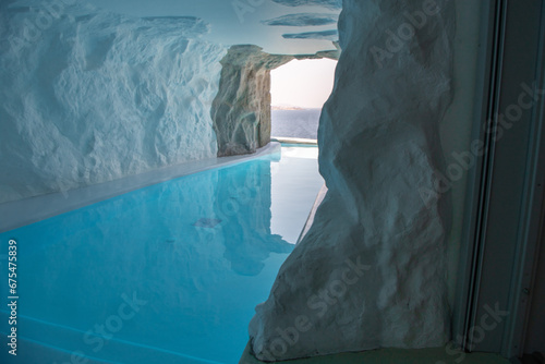 Cave style pool with sea view