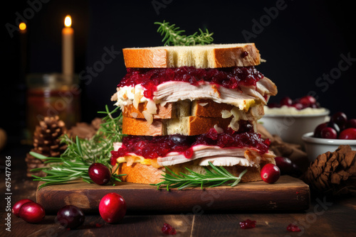 Holiday Leftover Turkey Cranberry Sourdough Sandwich