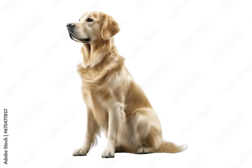 Golden Retriever dog isolated on transparent background. Concept of animals.