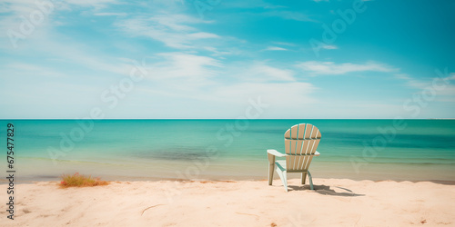 a beautiful and attractive beach for an international travel and lifestyle magazine on the topic. beach chair without person