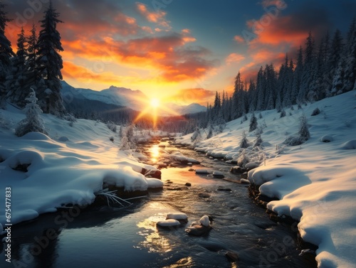 Winter landscape in Carpathian mountains