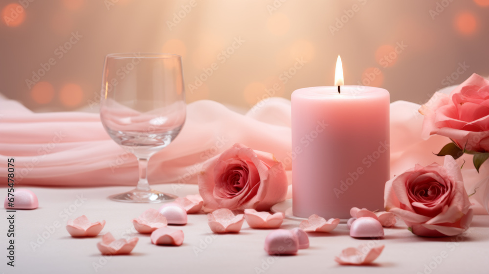 Table setting for romantic dinner, Valentine's day concept Table setting for romantic dinner, Valentine's day concept