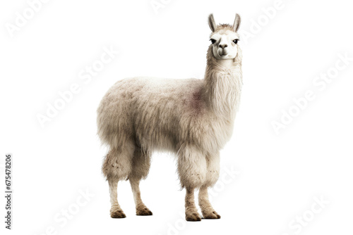 Llama isolated on transparent background. Concept of animals.