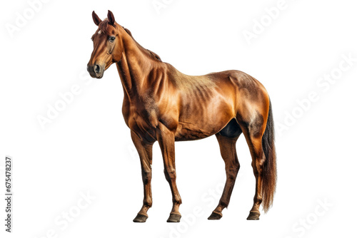 Brown Horse isolated on transparent background. Concept of animals.