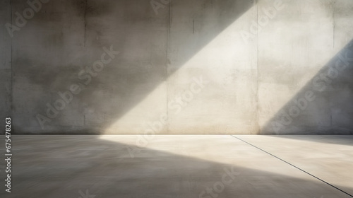 shadow on white concrete wall in the room from window with morning light