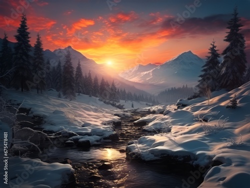 Winter landscape in Carpathian mountains