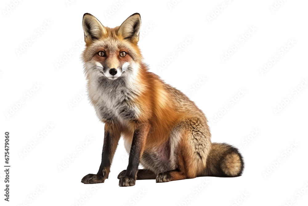 Fox isolated on transparent background. Concept of animals.