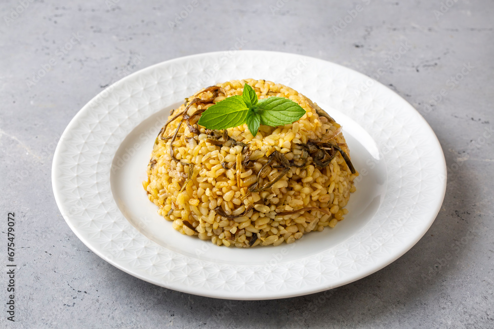 Herbed bulgur pilaf. Herbed bulgur pilaf.