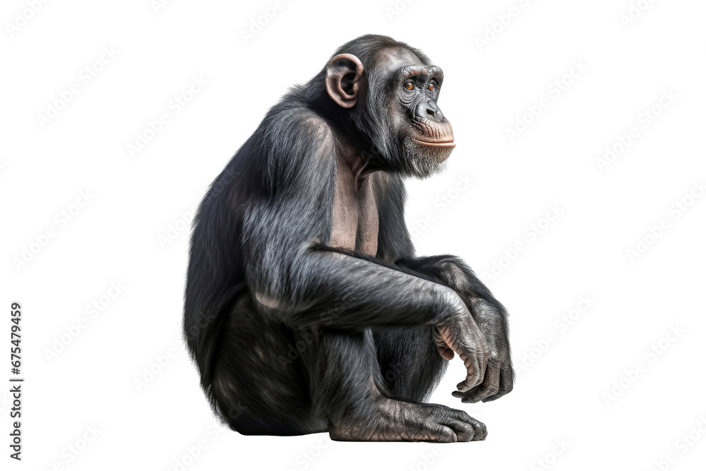 Chimpanzee isolated on transparent background. Concept of animals. Chimpanzee isolated on transparent background. Concept of animals.