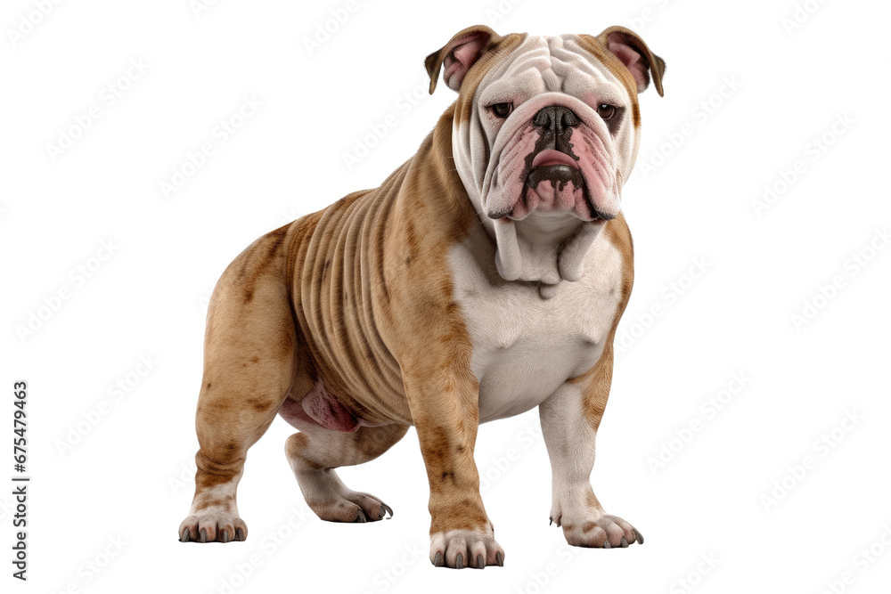 Bulldog isolated on transparent background. Concept of pet.