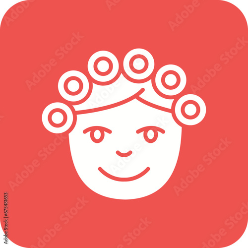 Hair Curler Line Color Icon