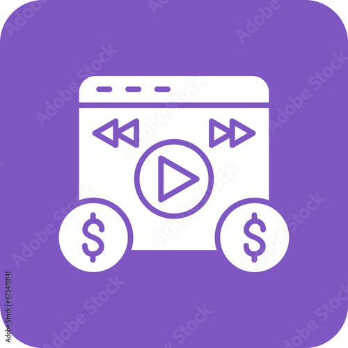 Video Monetization Line Color Icon