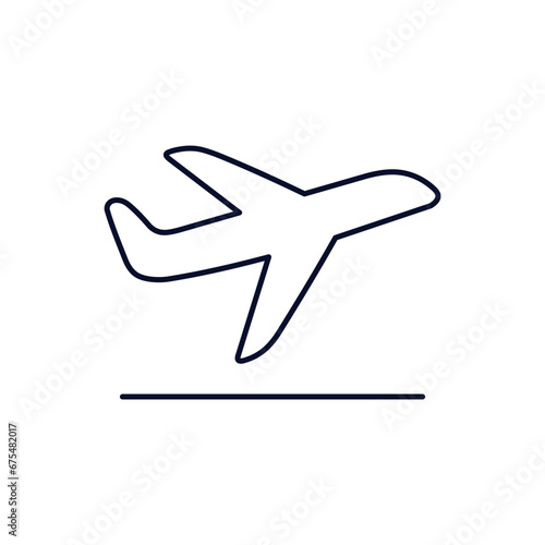 Flight, travel.  Vector linear illustration icon isolated on white background.