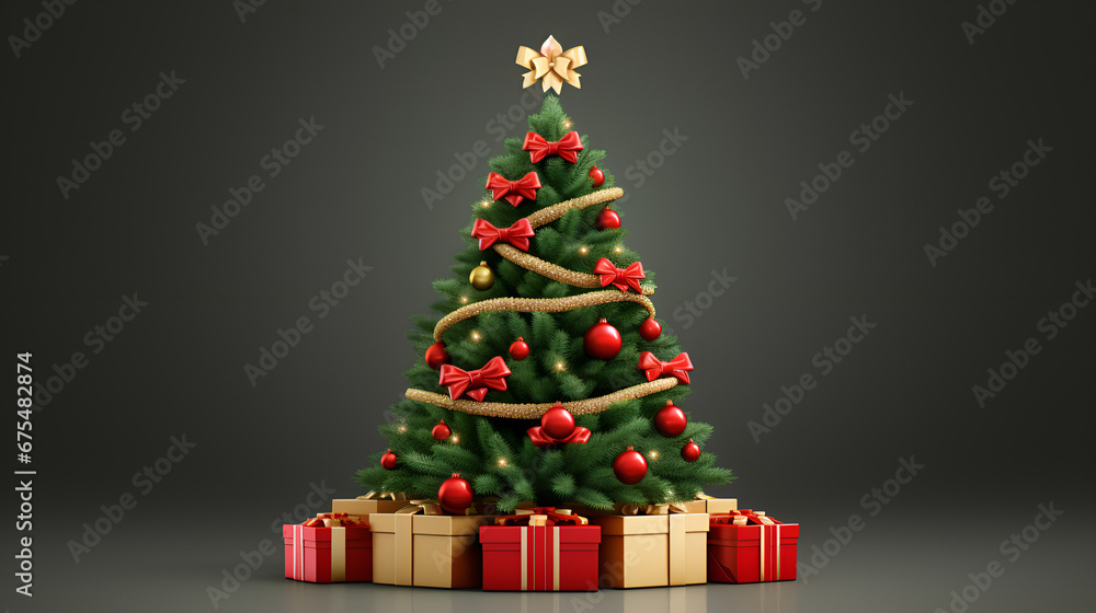 Naklejka premium christmas tree and gifts,Festive Christmas Tree Decorations,Joyful Gift-Giving Ideas for Christmas,Creating Memorable Christmas Moments