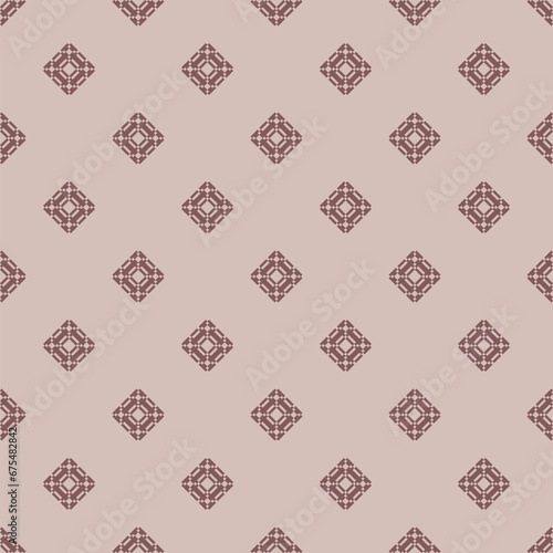 Seamless pattern with simple geometric ornaments in brown and beige tones. Abstract minimalist scandinavian background. Nordic style ethnic folk texture. Vector repeat geo design for decoration, print