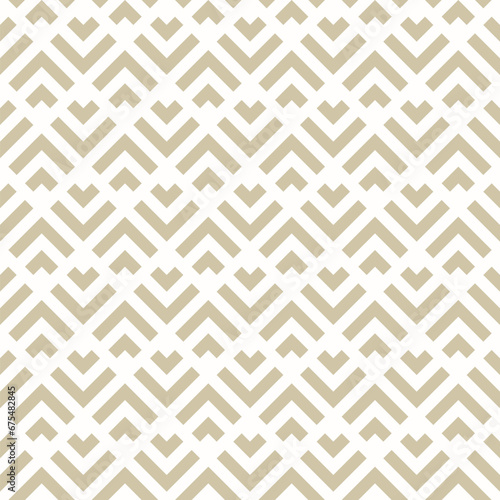 Seamless geometric pattern with lines, arrows. Luxury gold abstract background. Vector golden ornament texture. Simple modern geometric style. Repeatable pattern for decor, textile, wallpaper