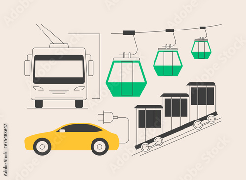 Cable transport abstract concept vector illustration.
