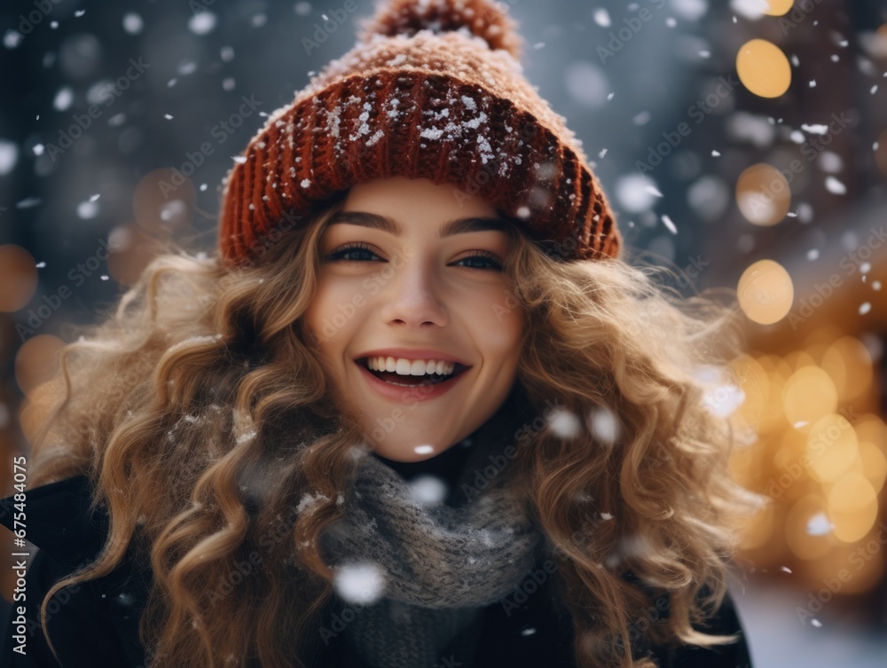 Outdoor portrait of a young beautiful happy smiling girl posing on the street Outdoor portrait of a young beautiful happy smiling girl posing on the street