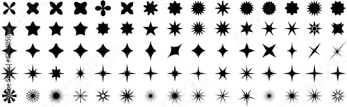 Set of sparkles star icons. Modern simple black stars collection. Christmas stars icons. Bright firework . Flash shine sparkle icon glare blink star light.
