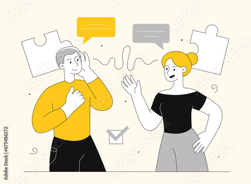Active listening skills vector line