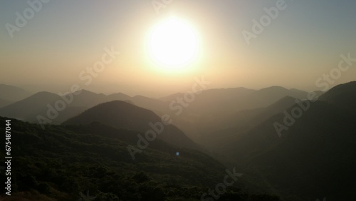 Sunset on a mountain's view point in India. Maharashtra State. Wildlife.