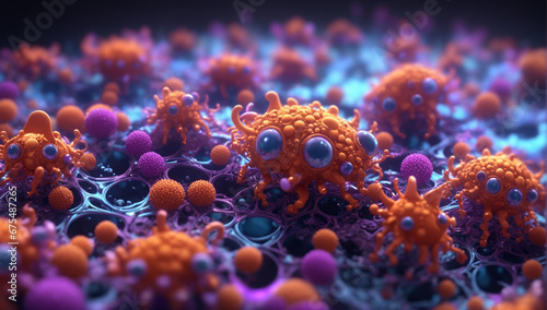 An awe-inspiring visual masterpiece featuring an electron-magnified portrayal of adorable yet devilishly charming fractal bacteria hatchlings - AI Generative